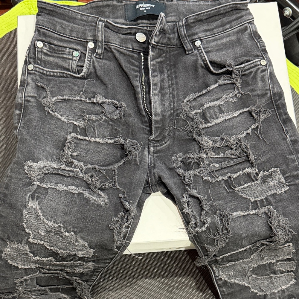 REPRESENT Rugged Black Ripped Jeans